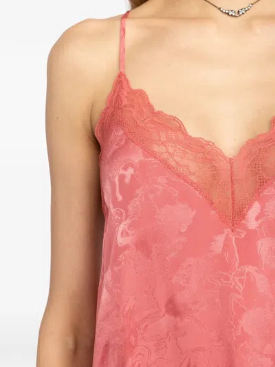 Zadig & Voltaire Horses Lace Midi Dress In Pink