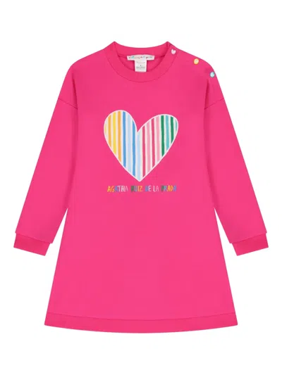 Agatha Ruiz De La Prada Heart-print Dress Set (set Of Two) In Pink