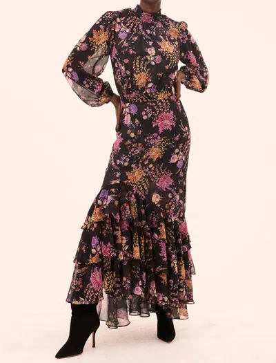 Misa Audrey Maxi Dress In Dusted Cluster In Multi
