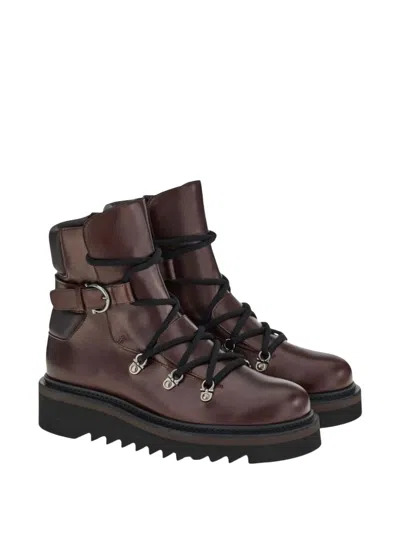 Ferragamo Women's Elimo Lace Up Boots In Brown In Brown