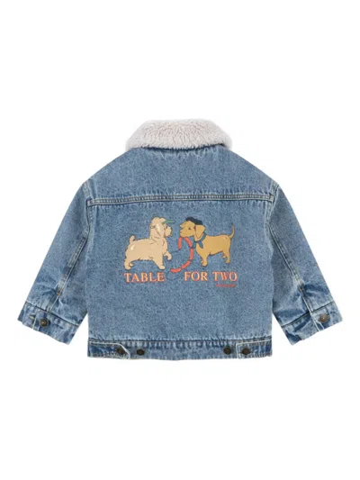 Konges Sløjd Shearling Collar Graphic Jacket In Blue