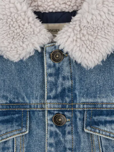 Konges Sløjd Shearling Collar Graphic Jacket In Blue