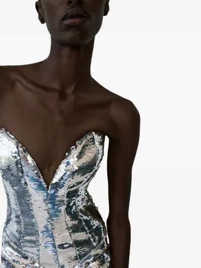 The New Arrivals Ilkyaz Ozel Azzurra Sequin-embellishment Maxi Dress In Metallic