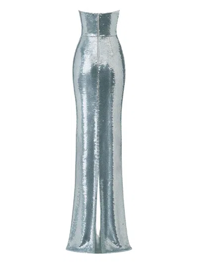 The New Arrivals Ilkyaz Ozel Azzurra Sequin-embellishment Maxi Dress In Metallic