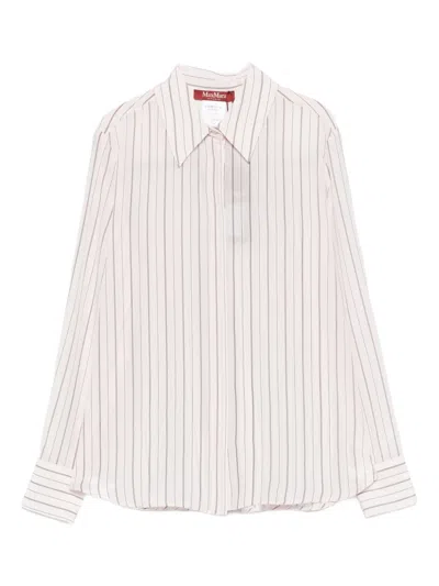 Max Mara Flirt Striped Long-sleeved Shirt In White