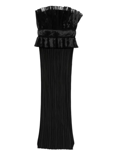 L'idée Ruffled Pleated Midi Dress In Black