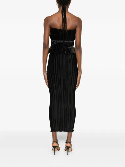 L'idée Ruffled Pleated Midi Dress In Black