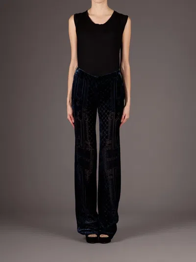 Balmain Brocade Wide Leg Trouser In Blue