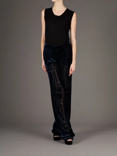 Balmain Brocade Wide Leg Trouser In Blue