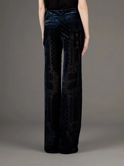 Balmain Brocade Wide Leg Trouser In Blue