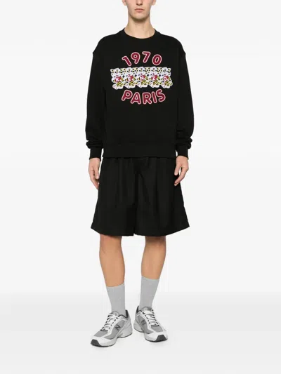 Kenzo Tiger Embroidery Crew Neck Sweatshirt In Black