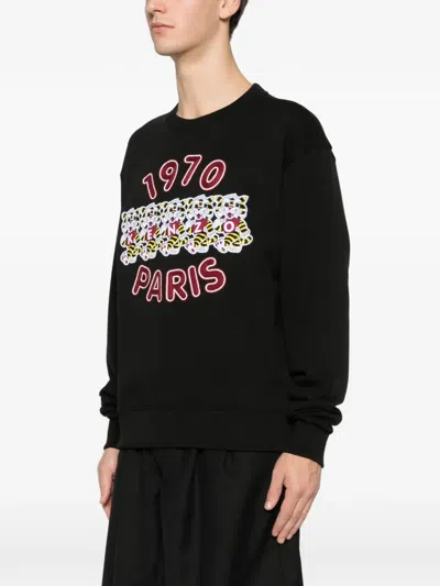 Kenzo Tiger Embroidery Crew Neck Sweatshirt In Black