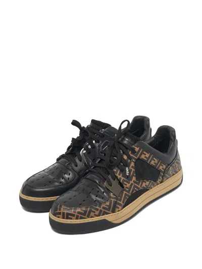 Pre-owned Fendi Logo-motif Sneakers In Black