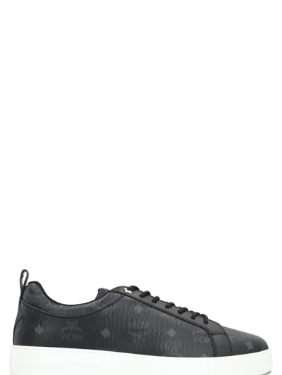 Mcm Neo Terrain Lo Sneakers In Visetos Leather Mix In Black