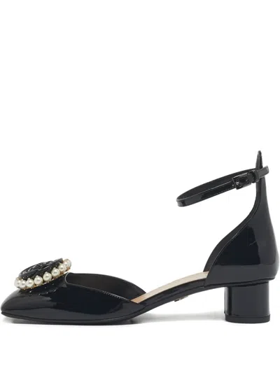 Pre-owned Dior Rose Flower Leather Pumps In Black