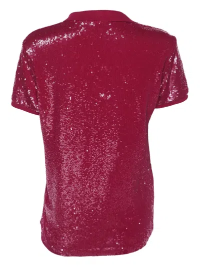 Pre-owned Polo Ralph Lauren Sequin Finish Polo Shirt In Red