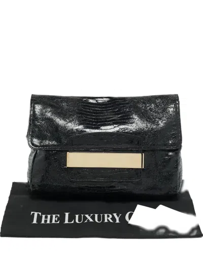 Pre-owned Jimmy Choo Carolina Leather Clutch Bag In Black