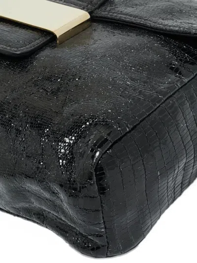 Pre-owned Jimmy Choo Carolina Leather Clutch Bag In Black