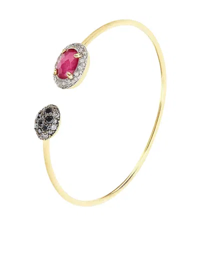 Nanis Diamond Ruby Bangle Bracelet In Gold