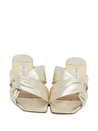 Pre-owned Jimmy Choo Knotted-detail Sandals In Gold