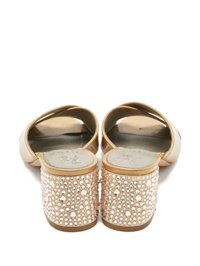 Pre-owned Gina Crisscross Heeled Sandals In Neutral