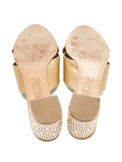 Pre-owned Gina Crisscross Heeled Sandals In Neutral