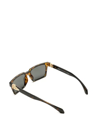 Pre-owned Versace Rectangle Medusa-emblem Sunglasses In Brown