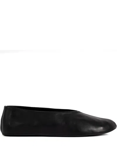The Row Stella Shearling-lined Leather Ballet Flats In Black