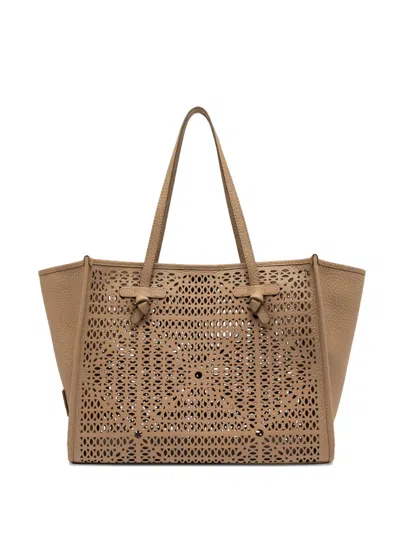 Marcella Club Cut-out Knotted Shoulder Bag In Neutral