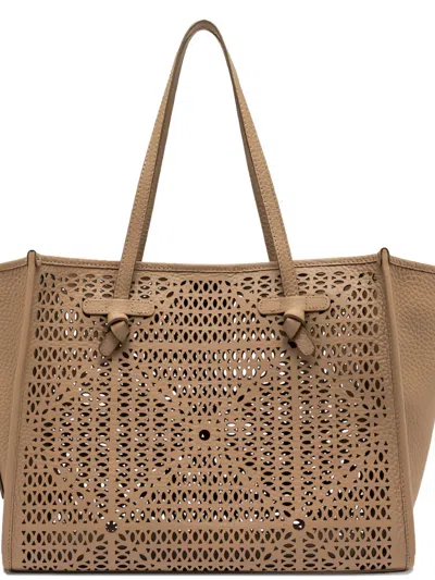 Marcella Club Cut-out Knotted Shoulder Bag In Neutral