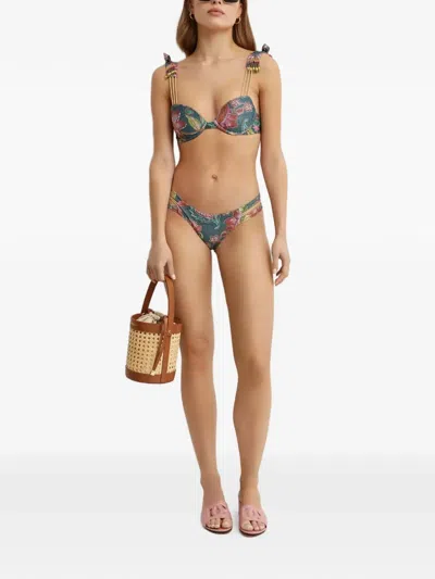 Del Maar Ceiri Floral-print Bikini Top In Green