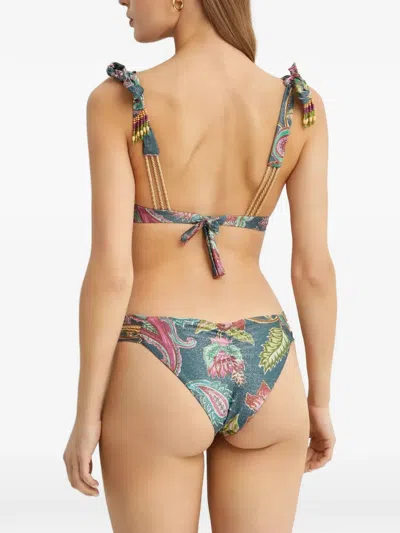 Del Maar Ceiri Floral-print Bikini Top In Green