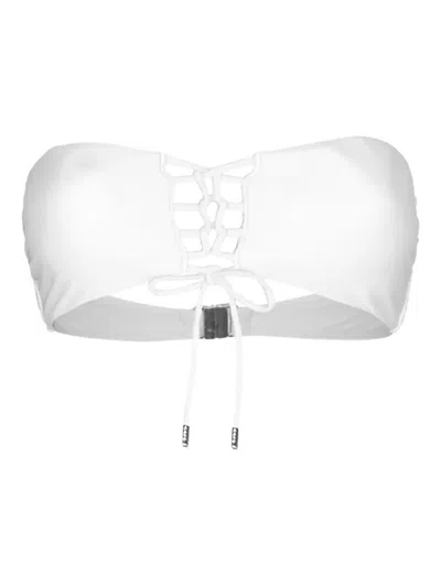 Caha Capo Dubai Scarlett Lace-up Bandeau Bikini Top In White