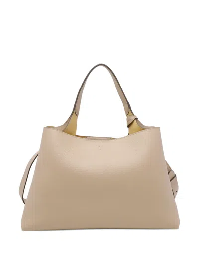 Tod's Medium Leather Tote Bag In Neutral