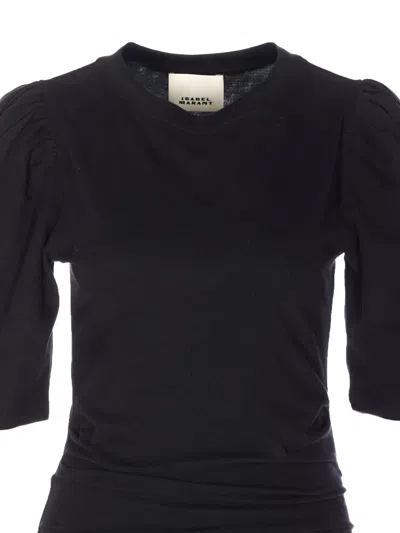 Isabel Marant Étoile Ruffled Balloon-sleeve Mini Dress In Black