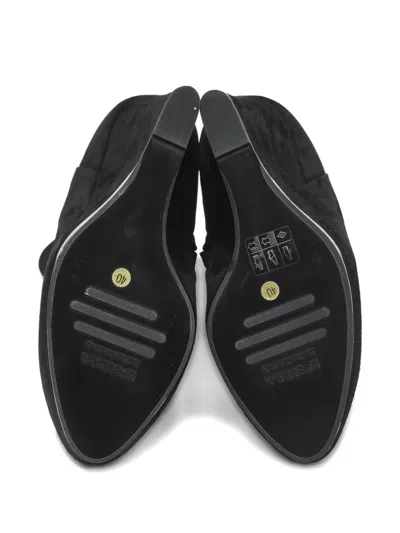 Pre-owned Le Silla Wedge Suede Ankle Boots In Black