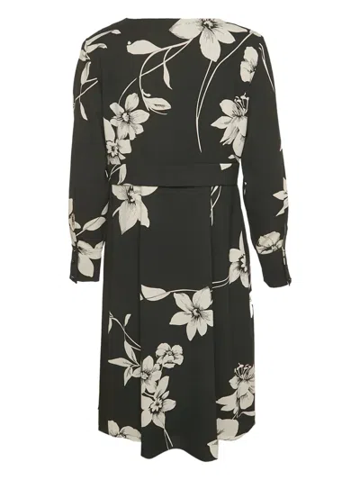 Pre-owned Max Mara Floral-print Midi Dress In Black