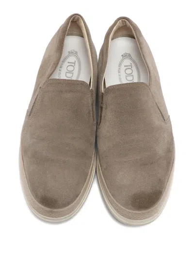 Pre-owned Tod's Slip-on Suede Loafers In Neutral