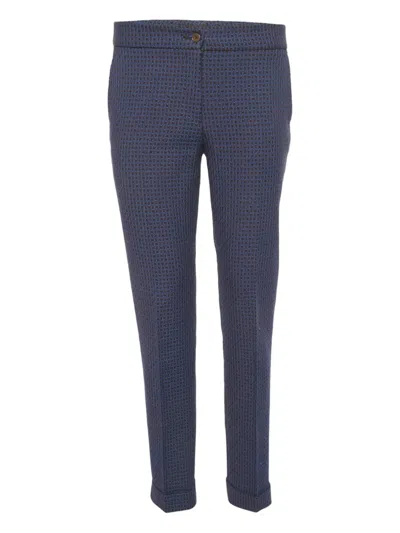 Pre-owned Etro Jacquard Skinny Trousers In Blue