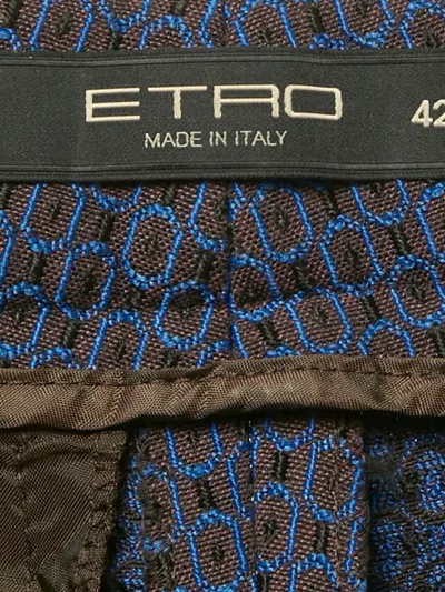 Pre-owned Etro Jacquard Skinny Trousers In Blue