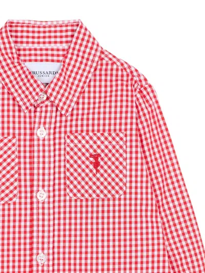 Trussardi Junior Gingham Pocket Shirt In Red