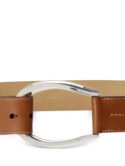 Polo Ralph Lauren Stirrup Buckle Leather Belt In Brown