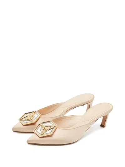 Pre-owned Nicholas Kirkwood Eden Satin Crystal Sandals In Neutral