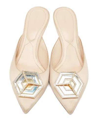Pre-owned Nicholas Kirkwood Eden Satin Crystal Sandals In Neutral