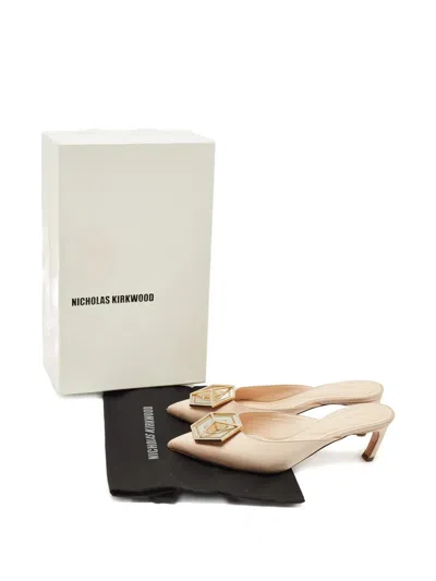 Pre-owned Nicholas Kirkwood Eden Satin Crystal Sandals In Neutral