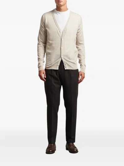 John Smedley V-neck Buttoned Cardigan In Neutral