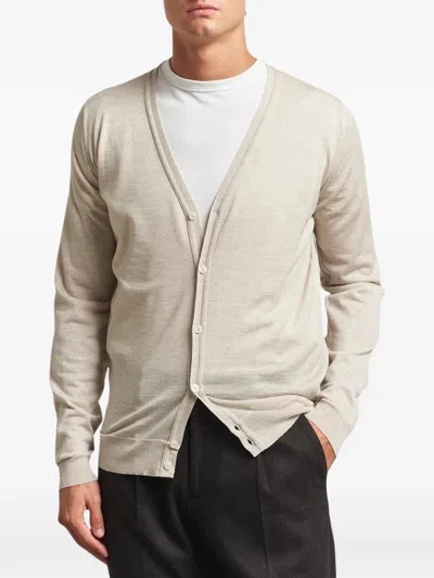 John Smedley V-neck Buttoned Cardigan In Neutral