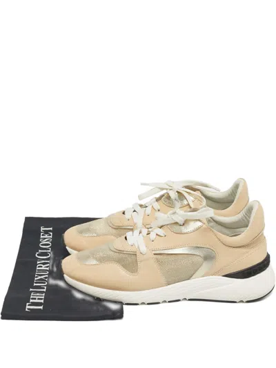 Pre-owned Casadei Leather Lace-up Sneakers In Neutral