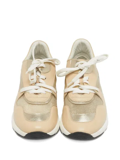 Pre-owned Casadei Leather Lace-up Sneakers In Neutral
