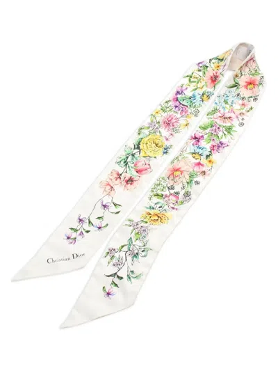 Pre-owned Dior 2010s Mitzah Floral Scarf In White